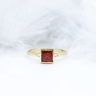 Princess Cut Garnet Solitaire Split Shank Ring in Bezel Setting Garnet - ( AAA ) - Quality - Rosec Jewels