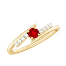 Minimal Lab Grown Ruby and Diamond Bypass Promise Ring Lab Created Ruby - ( AAAA ) - Quality - Rosec Jewels