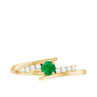Minimal Round Emerald and Diamond Bypass Promise Ring Emerald - ( AAA ) - Quality - Rosec Jewels