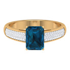 2 CT Solitaire London Blue Topaz and Diamond Ring with Hidden Halo London Blue Topaz - ( AAA ) - Quality - Rosec Jewels