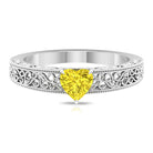 Vintage Style Yellow Sapphire Heart Engagement Ring Yellow Sapphire - ( AAA ) - Quality - Rosec Jewels