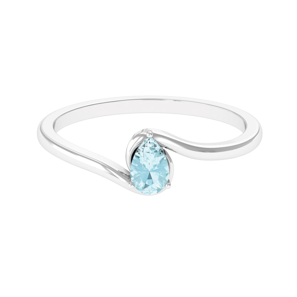 Pear Cut Sky Blue Topaz Solitaire Bypass Ring Sky Blue Topaz - ( AAA ) - Quality - Rosec Jewels