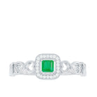 1/4 CT Emerald Infinity Heart Engagement Ring with Diamond Emerald - ( AAA ) - Quality - Rosec Jewels