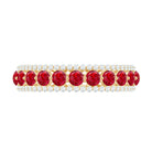 Elegant Created Ruby Half Eternity Band Ring with Diamond Accent Lab Created Ruby - ( AAAA ) - Quality - Rosec Jewels