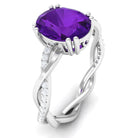 2.75 CT Oval Amethyst and Diamond Braided Engagement Ring Amethyst - ( AAA ) - Quality - Rosec Jewels