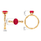 2.5 CT Oval Created Ruby and Diamond Braided Engagement Ring Lab Created Ruby - ( AAAA ) - Quality - Rosec Jewels