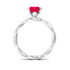 2.5 CT Oval Created Ruby and Diamond Braided Engagement Ring Lab Created Ruby - ( AAAA ) - Quality - Rosec Jewels