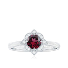Vintage Style Rhodolite and Diamond Engagement Ring Rhodolite - ( AAA ) - Quality - Rosec Jewels
