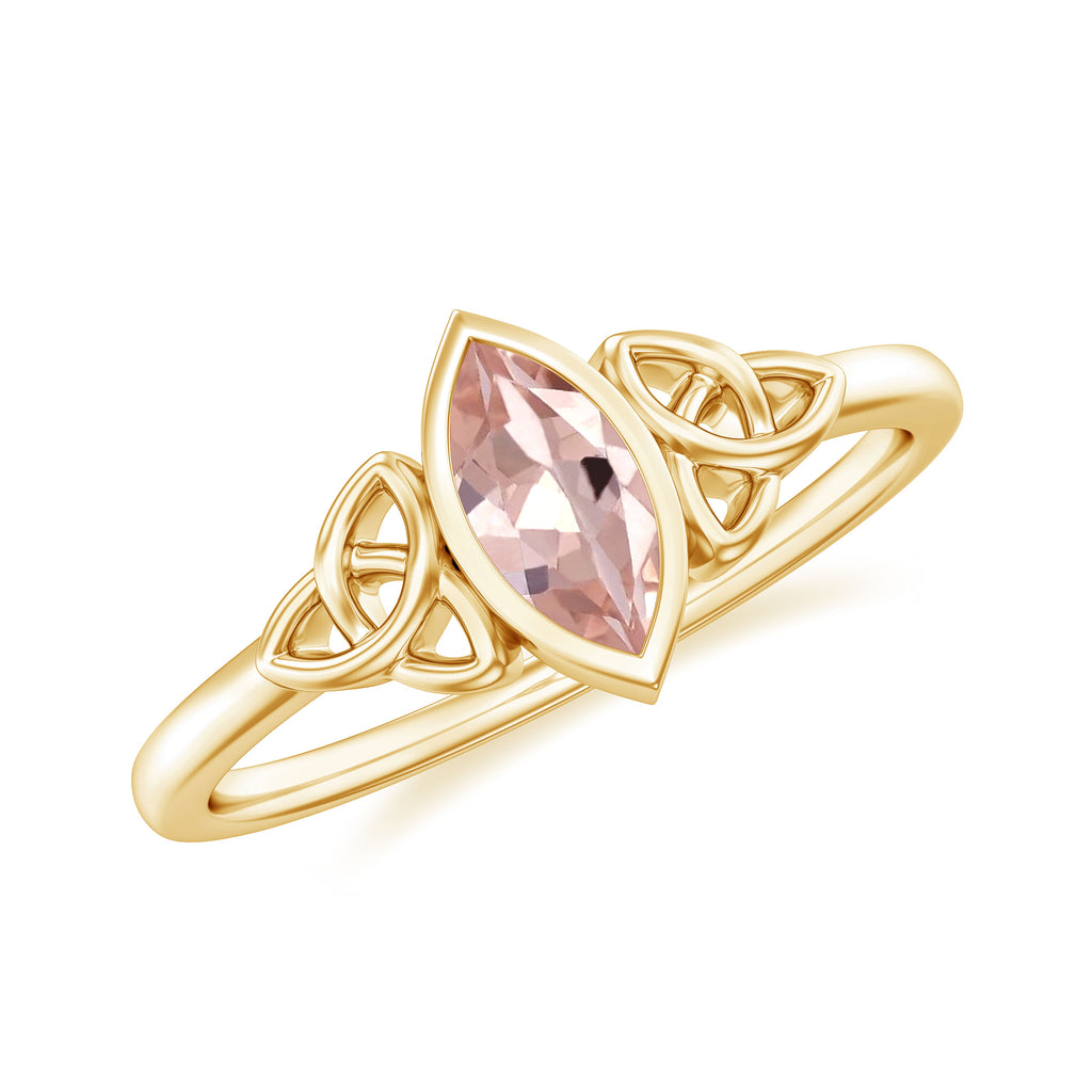 7X3.5 MM Marquise Cut Morganite Solitaire Celtic Ring in Bezel Setting Morganite - ( AAA ) - Quality - Rosec Jewels