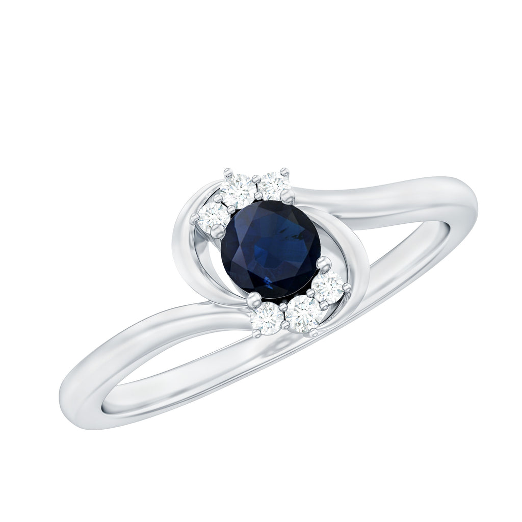Rosec Jewels - Blue Sapphire and Diamond Bypass Promise Ring