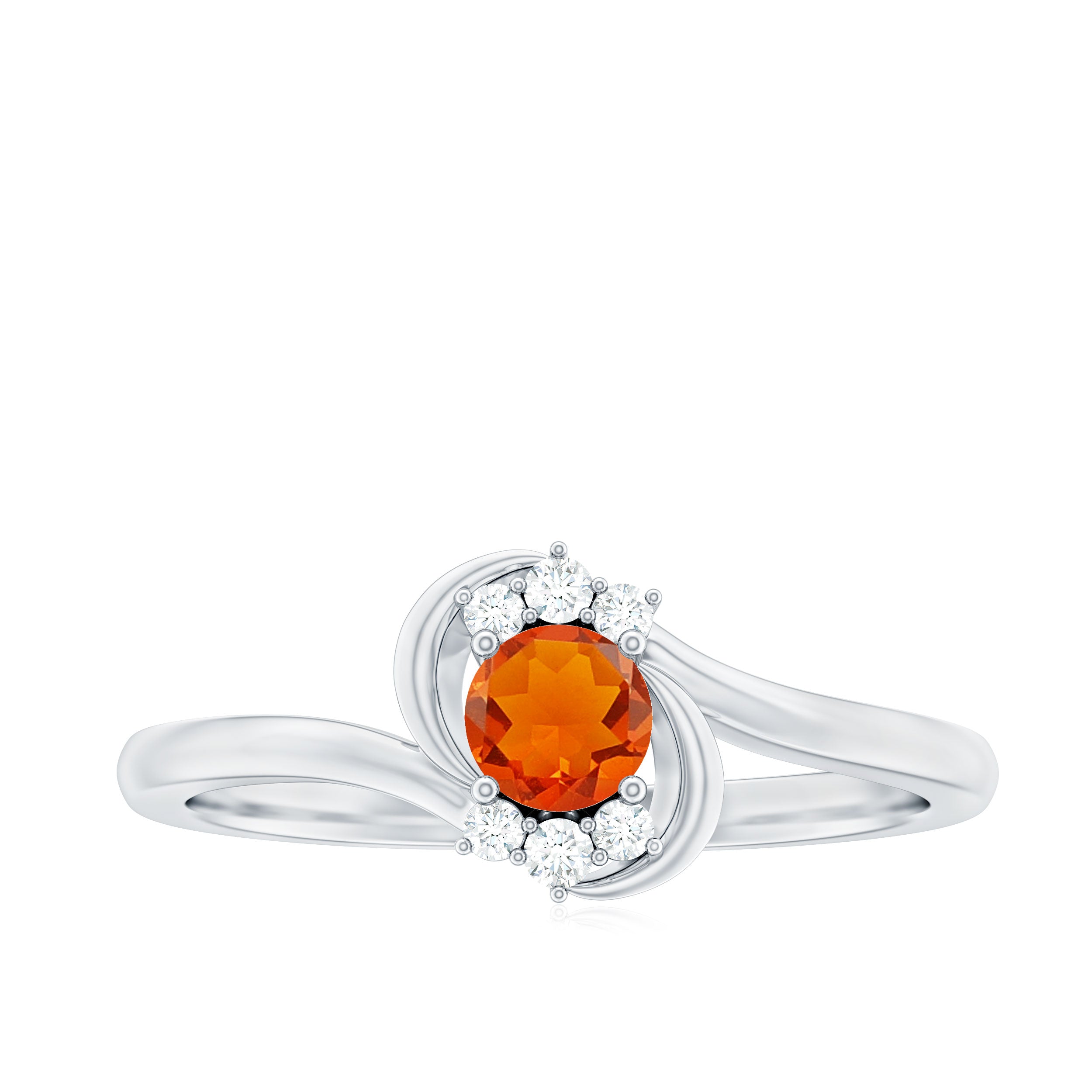 1/4 Ct Fire Opal and Diamond Bypass Promise Ring Fire Opal - ( AAA ) - Quality - Rosec Jewels