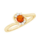 1/4 Ct Fire Opal and Diamond Bypass Promise Ring Fire Opal - ( AAA ) - Quality - Rosec Jewels
