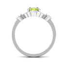 Oval Peridot Cocktail Ring with Diamond Peridot - ( AAA ) - Quality - Rosec Jewels