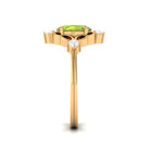 Oval Peridot Cocktail Ring with Diamond Peridot - ( AAA ) - Quality - Rosec Jewels
