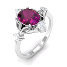 1.75 CT Oval Shape Rhodolite and Diamond Cocktail Ring Rhodolite - ( AAA ) - Quality - Rosec Jewels