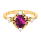 1.75 CT Oval Shape Rhodolite and Diamond Cocktail Ring Rhodolite - ( AAA ) - Quality - Rosec Jewels