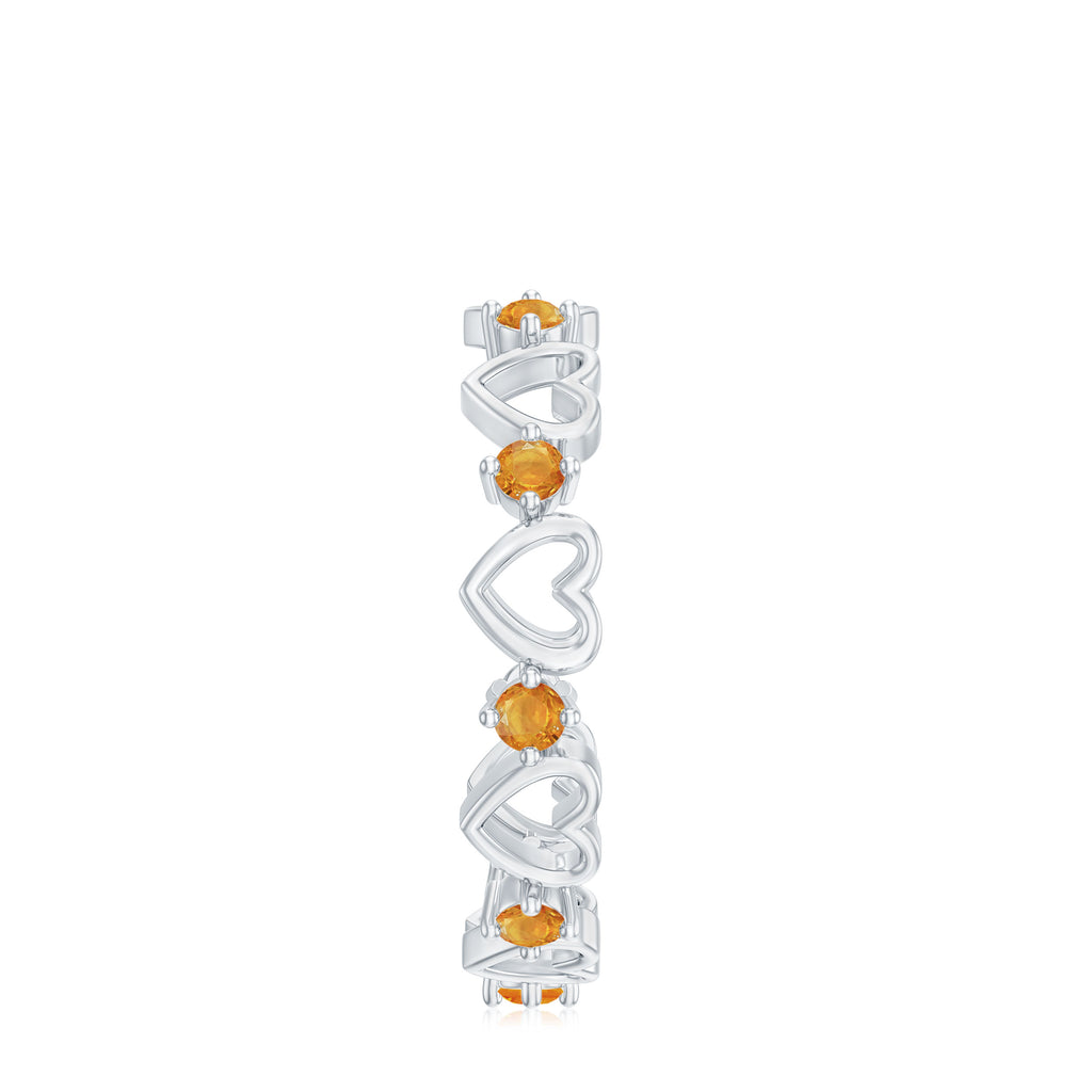 1/2 CT Orange Sapphire Gold Open Heart Band Ring for Women Orange Sapphire - ( AAA ) - Quality - Rosec Jewels