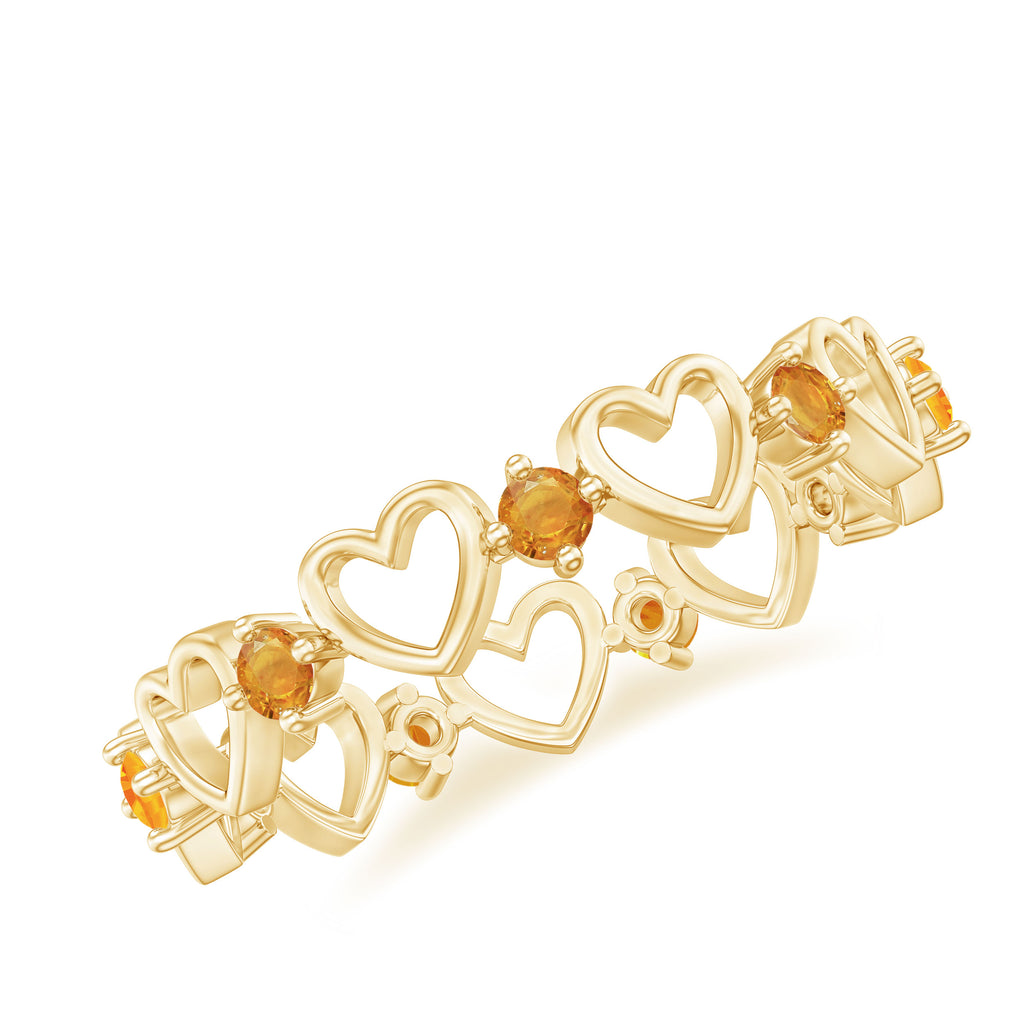 1/2 CT Orange Sapphire Gold Open Heart Band Ring for Women Orange Sapphire - ( AAA ) - Quality - Rosec Jewels
