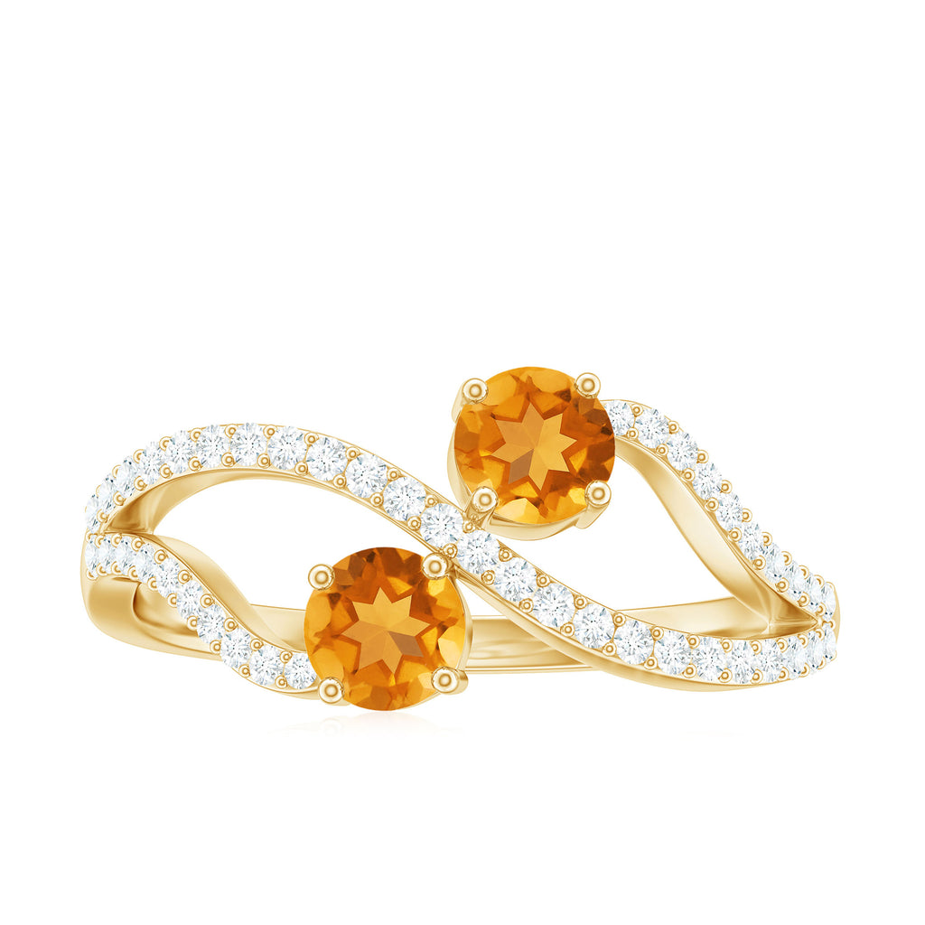 1 CT Minimal Citrine and Diamond Engagement Ring Citrine - ( AAA ) - Quality - Rosec Jewels