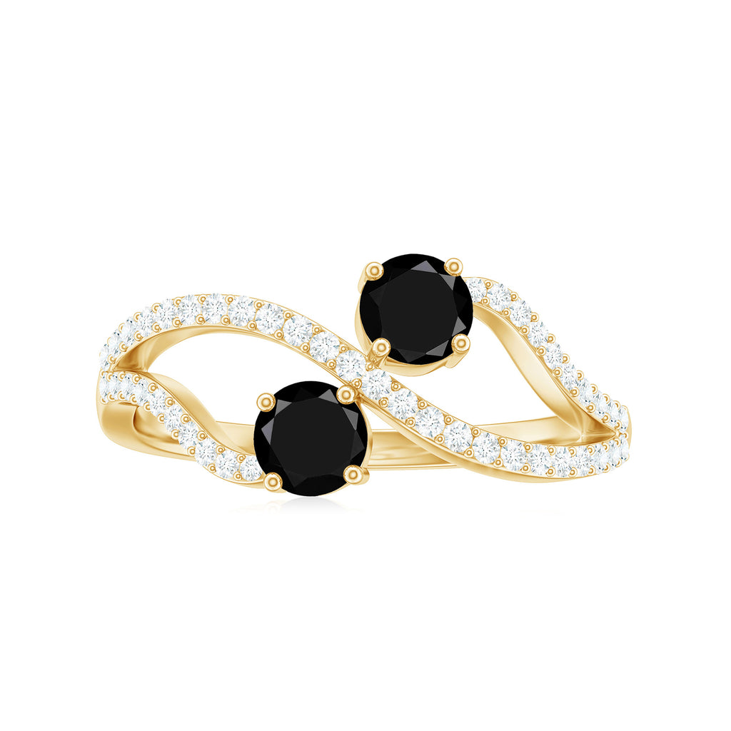 1 CT Minimal Black Spinel and Diamond Engagement Ring Black Spinel - ( AAA ) - Quality - Rosec Jewels
