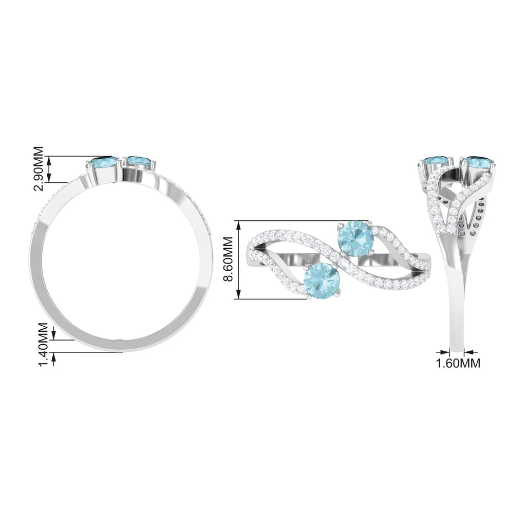 1 CT Minimal Sky Blue Topaz and Diamond Engagement Ring Sky Blue Topaz - ( AAA ) - Quality - Rosec Jewels