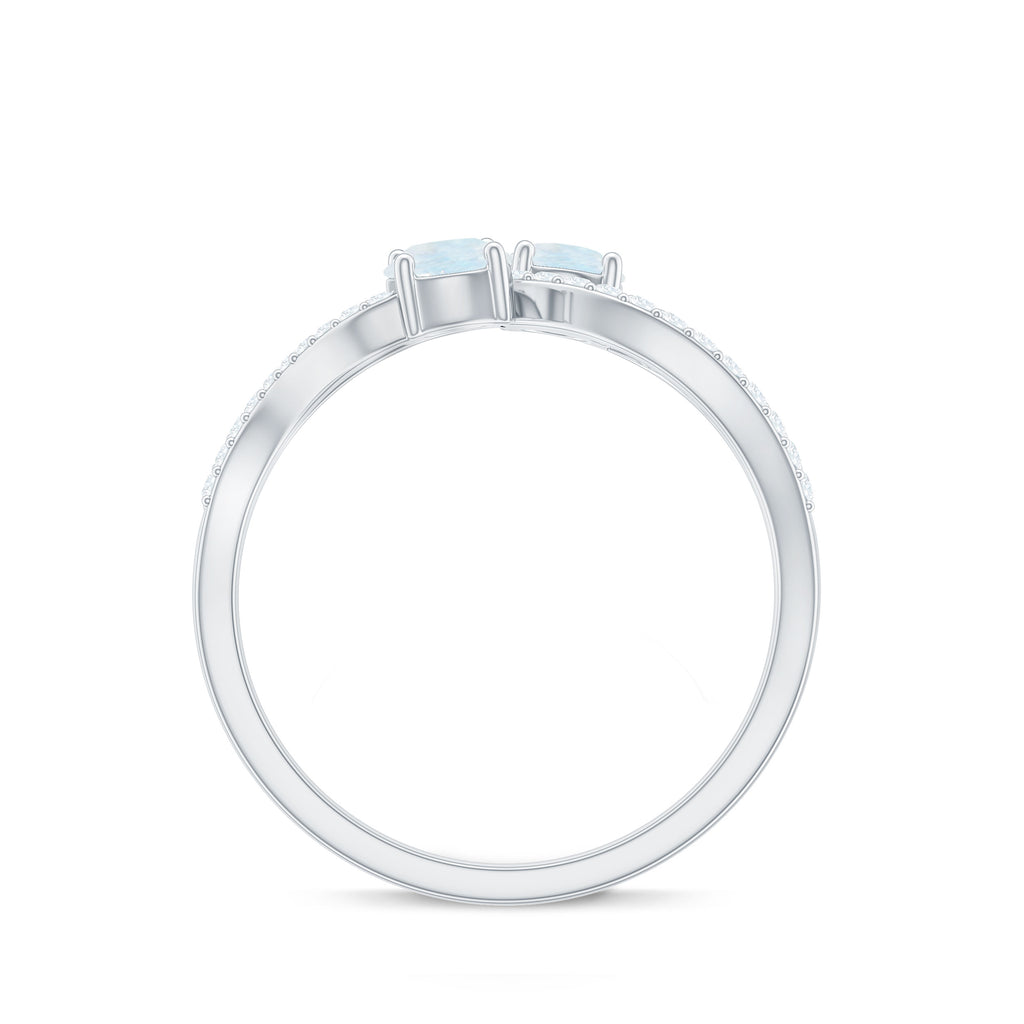1 CT Minimal Moonstone and Diamond Engagement Ring Moonstone - ( AAA ) - Quality - Rosec Jewels