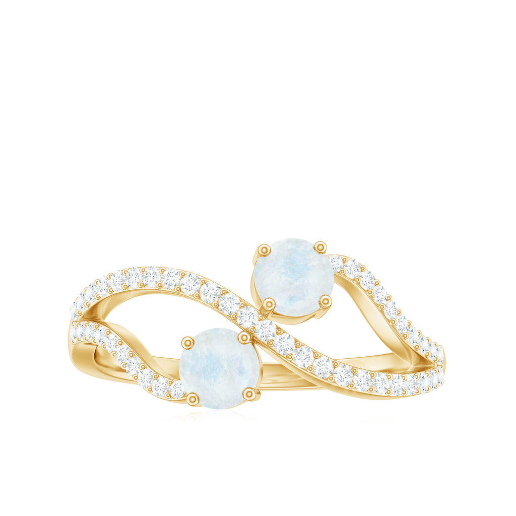 1 CT Minimal Moonstone and Diamond Engagement Ring Moonstone - ( AAA ) - Quality - Rosec Jewels