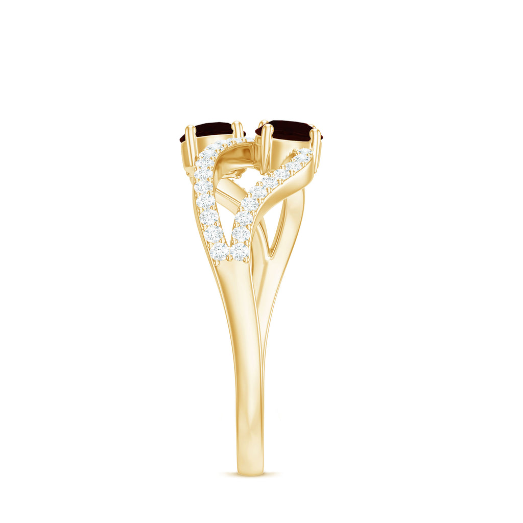 1 CT Minimal Garnet and Diamond Engagement Ring Garnet - ( AAA ) - Quality - Rosec Jewels