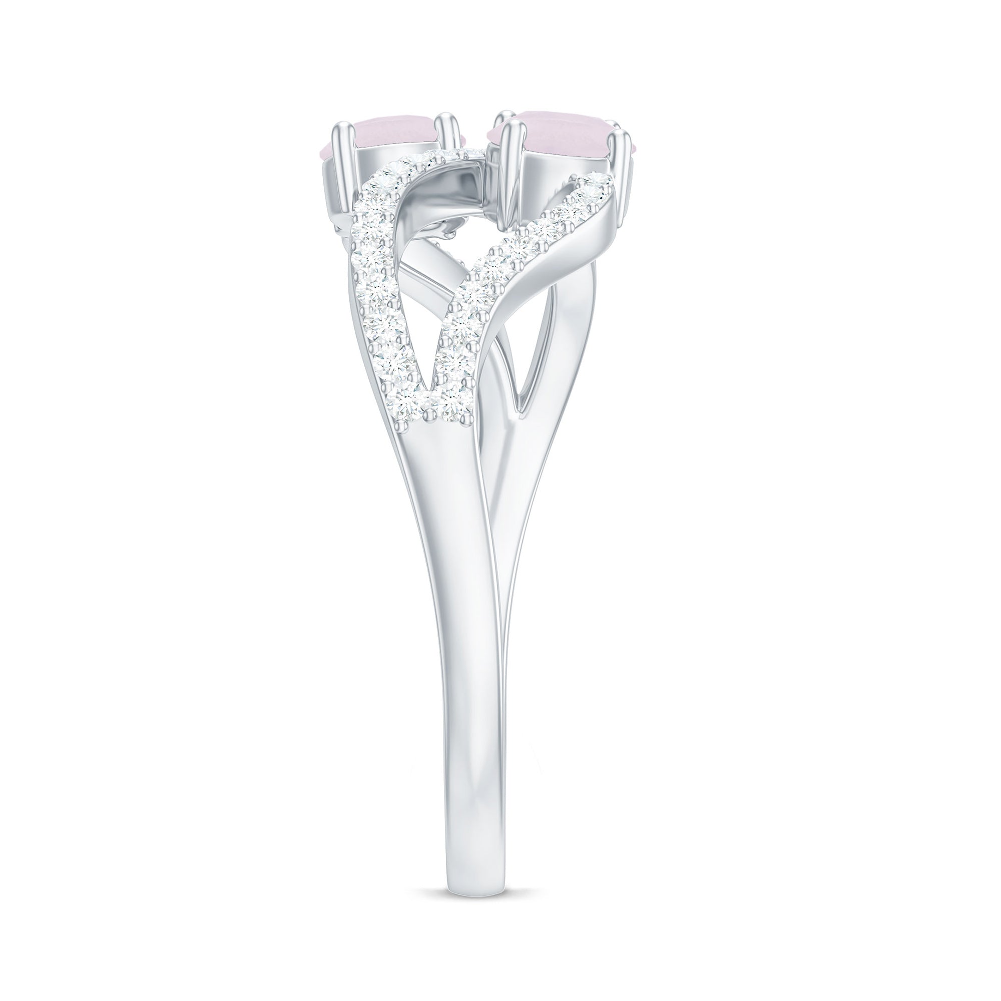 3/4 CT Minimal Rose Quartz and Diamond Engagement Ring Rose Quartz - ( AAA ) - Quality - Rosec Jewels