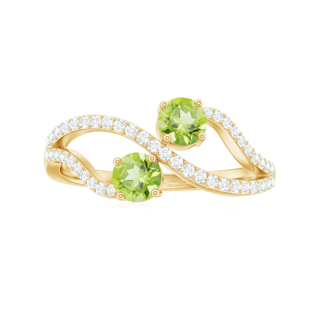 3/4 CT Minimal Peridot and Diamond Engagement Ring Peridot - ( AAA ) - Quality - Rosec Jewels