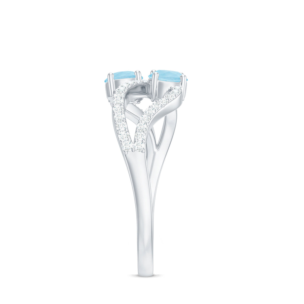 1 CT Minimal Aquamarine and Diamond Engagement Ring Aquamarine - ( AAA ) - Quality - Rosec Jewels