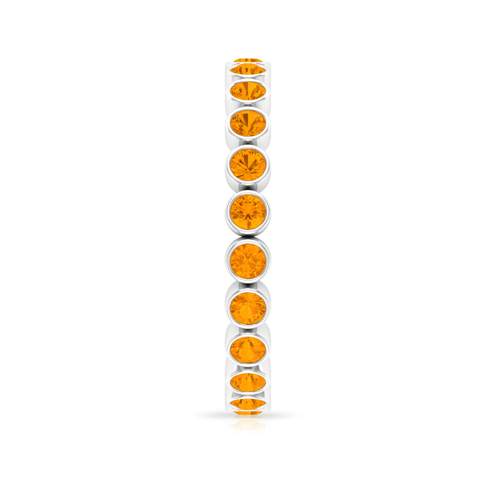 1 CT Bezel Set Orange Sapphire Eternity Ring Orange Sapphire - ( AAA ) - Quality - Rosec Jewels