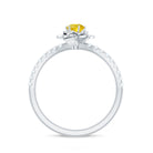 1/2 CT Yellow Sapphire and Diamond Flower Engagement Ring Yellow Sapphire - ( AAA ) - Quality - Rosec Jewels