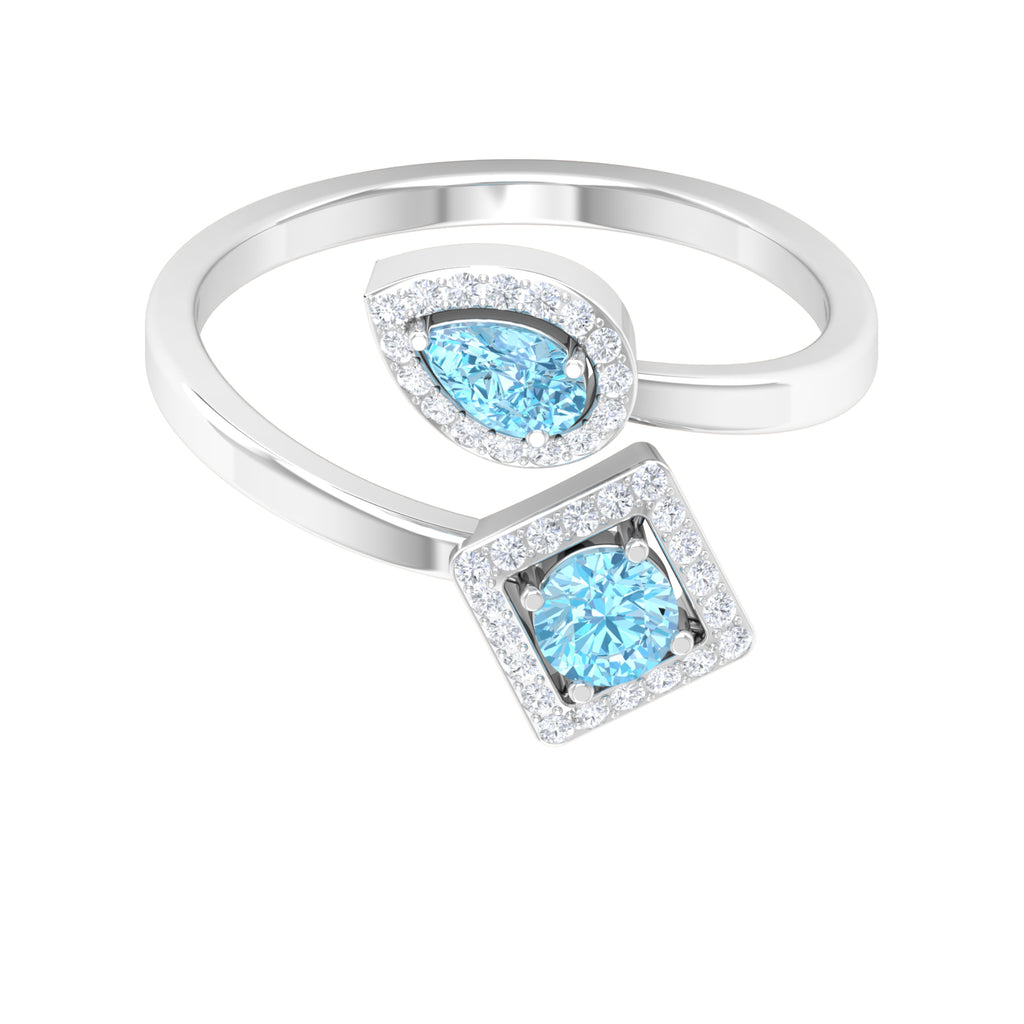 Aquamarine and Diamond Designer Wrap Ring Aquamarine - ( AAA ) - Quality - Rosec Jewels