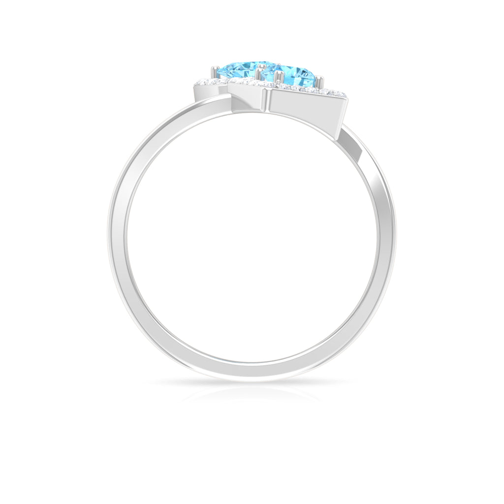 Aquamarine and Diamond Designer Wrap Ring Aquamarine - ( AAA ) - Quality - Rosec Jewels