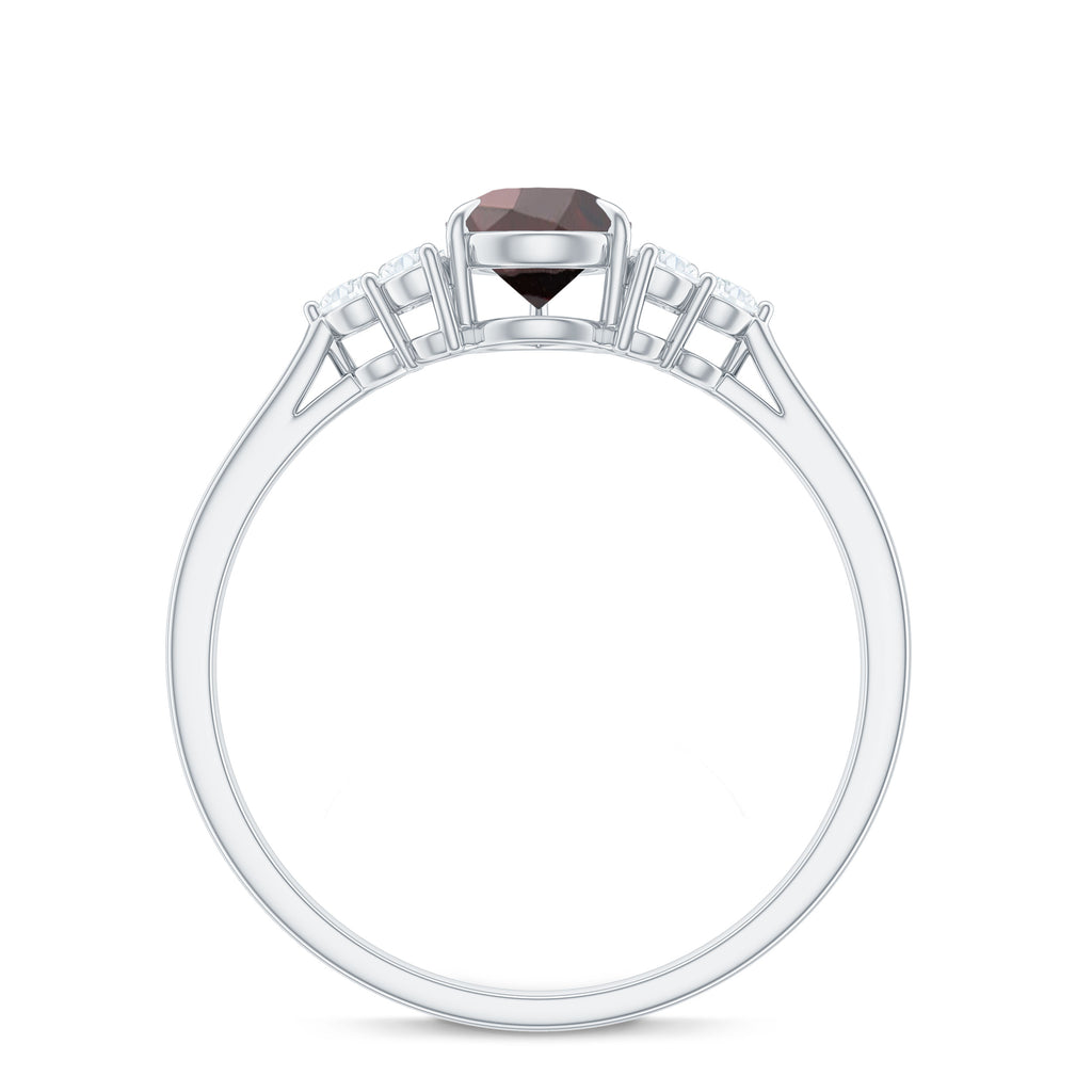 1.25 CT Pear Cut Garnet Solitaire Ring with Diamond Trio Garnet - ( AAA ) - Quality - Rosec Jewels