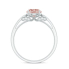 Real Morganite Solitaire Engagement Ring with Diamond Morganite - ( AAA ) - Quality - Rosec Jewels