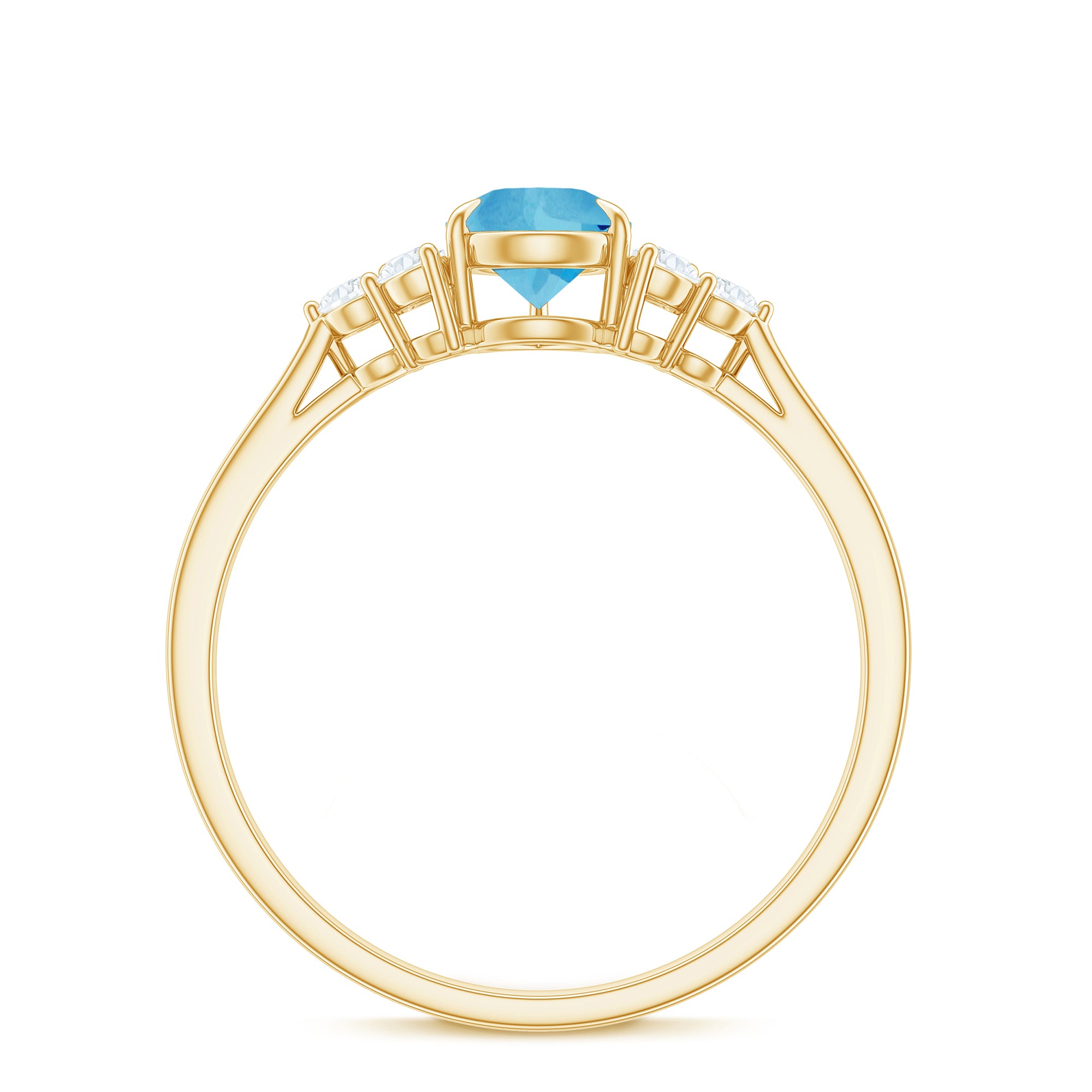 Pear Shape Swiss Blue Topaz Solitaire Ring with Diamond Swiss Blue Topaz - ( AAA ) - Quality - Rosec Jewels