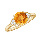 1.25 CT Citrine Engagement Ring with Diamond Trio Citrine - ( AAA ) - Quality - Rosec Jewels