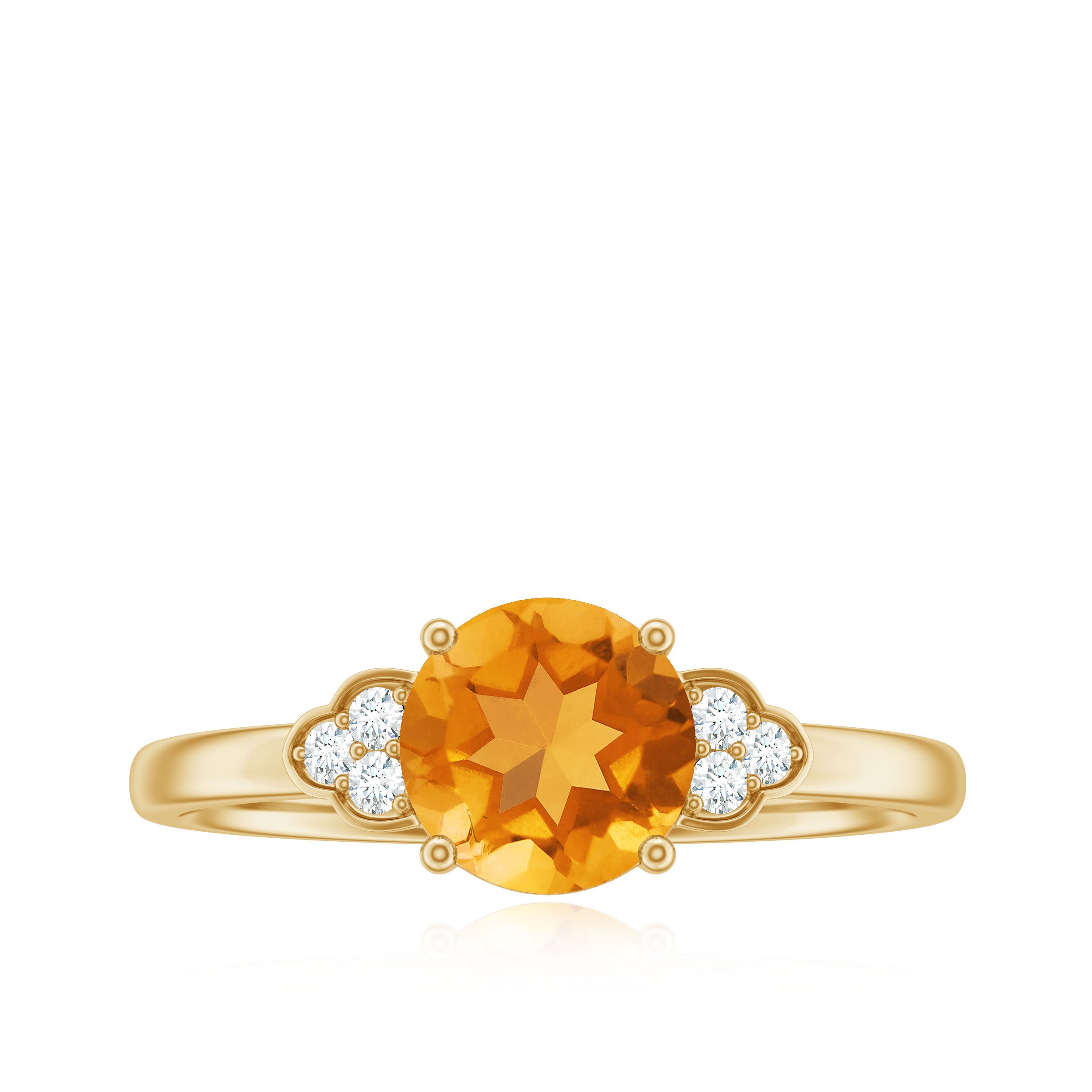 1.25 CT Citrine Engagement Ring with Diamond Trio Citrine - ( AAA ) - Quality - Rosec Jewels