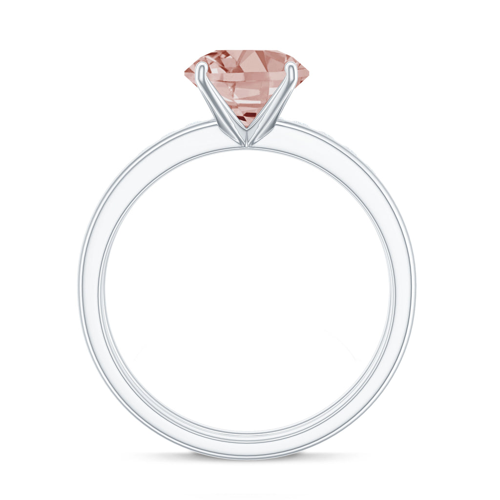 2.5 CT Natural Morganite Solitaire Bridal Ring Set with Moissanite Morganite - ( AAA ) - Quality - Rosec Jewels