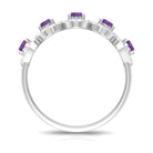 1.25 CT Classic Amethyst Half Eternity Band Ring with Diamond Halo Amethyst - ( AAA ) - Quality - Rosec Jewels