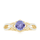 Designer Tanzanite and Diamond Crossover Engagement Ring Tanzanite - ( AAA ) - Quality - Rosec Jewels