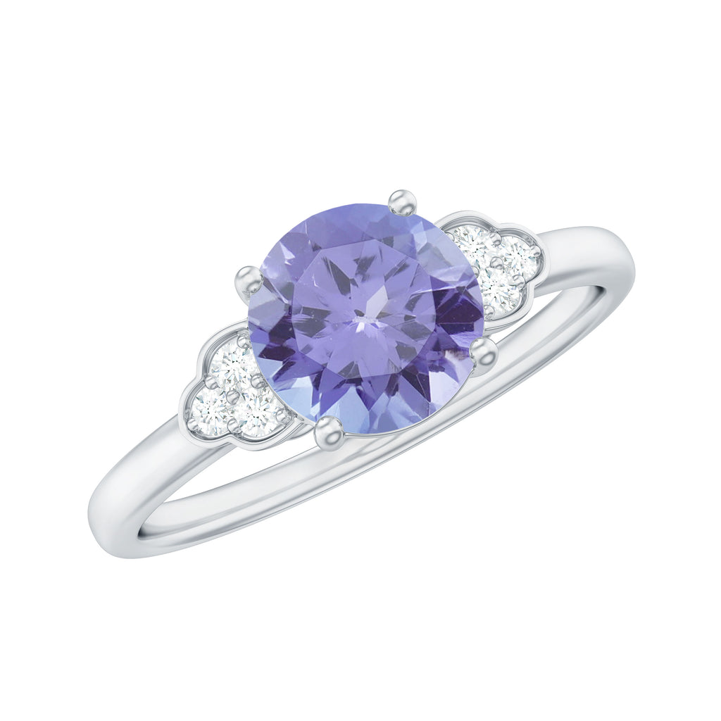 Rosec Jewels-Tanzanite Engagement Ring with Diamond Trio