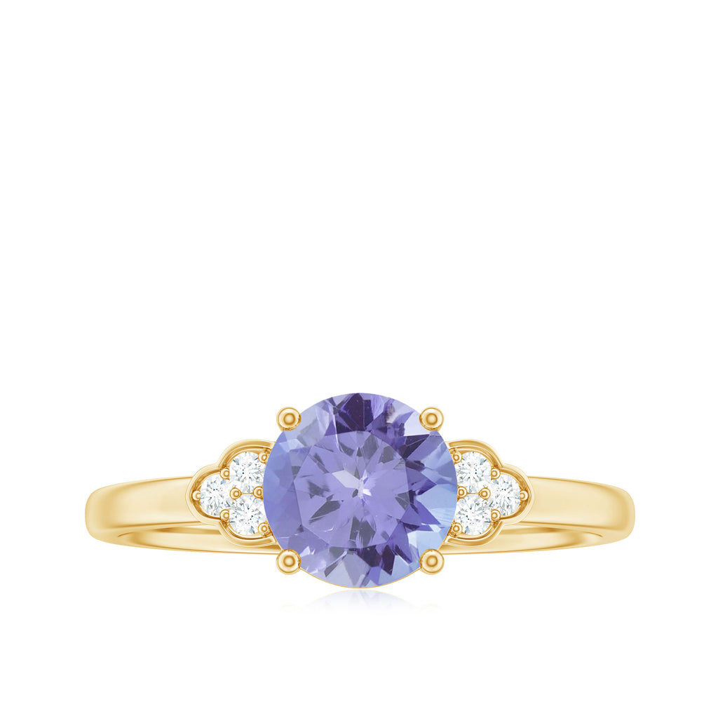 Rosec Jewels-Tanzanite Engagement Ring with Diamond Trio