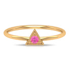 Triangle Shape Ring for Women with Pink Sapphire and Milgrain Detailing Pink Sapphire - ( AAA ) - Quality - Rosec Jewels