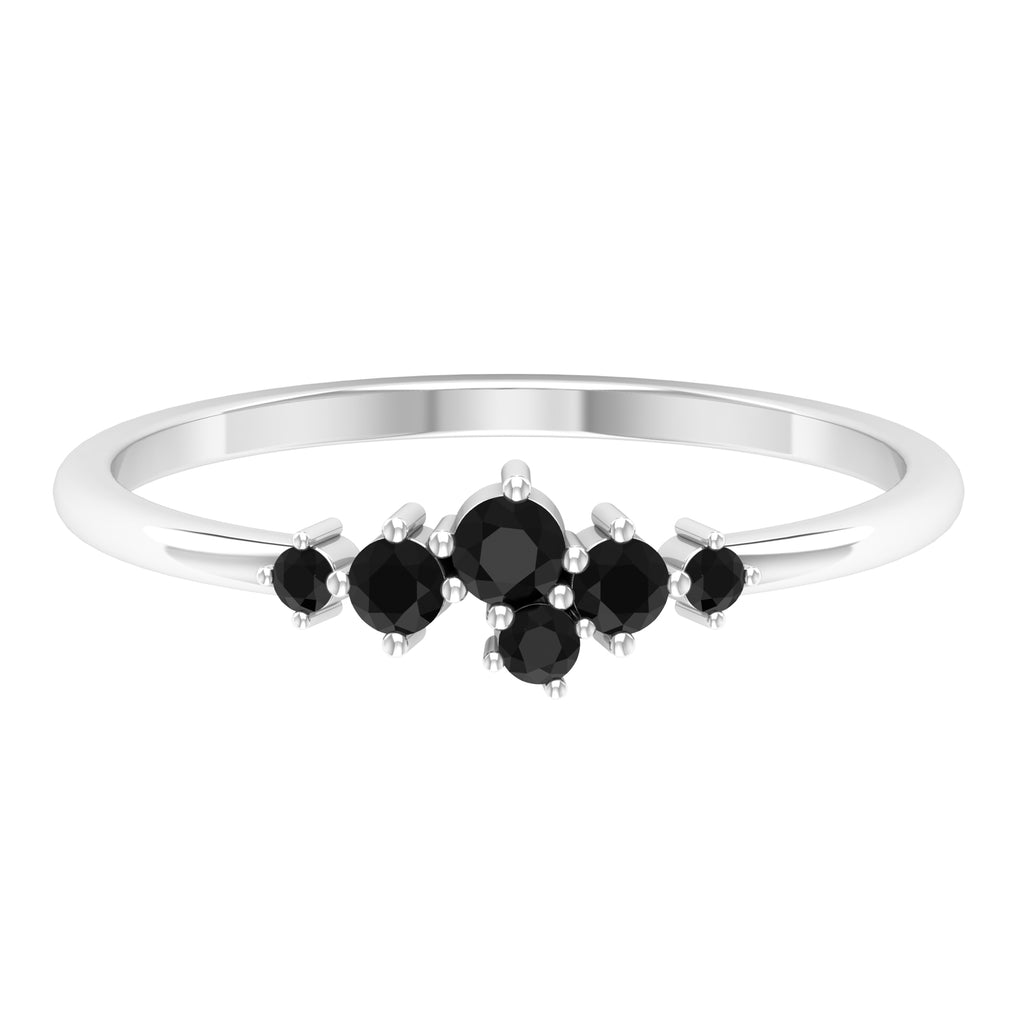 1/4 CT Black Onyx Cluster Promise Ring Black Onyx - ( AAA ) - Quality - Rosec Jewels