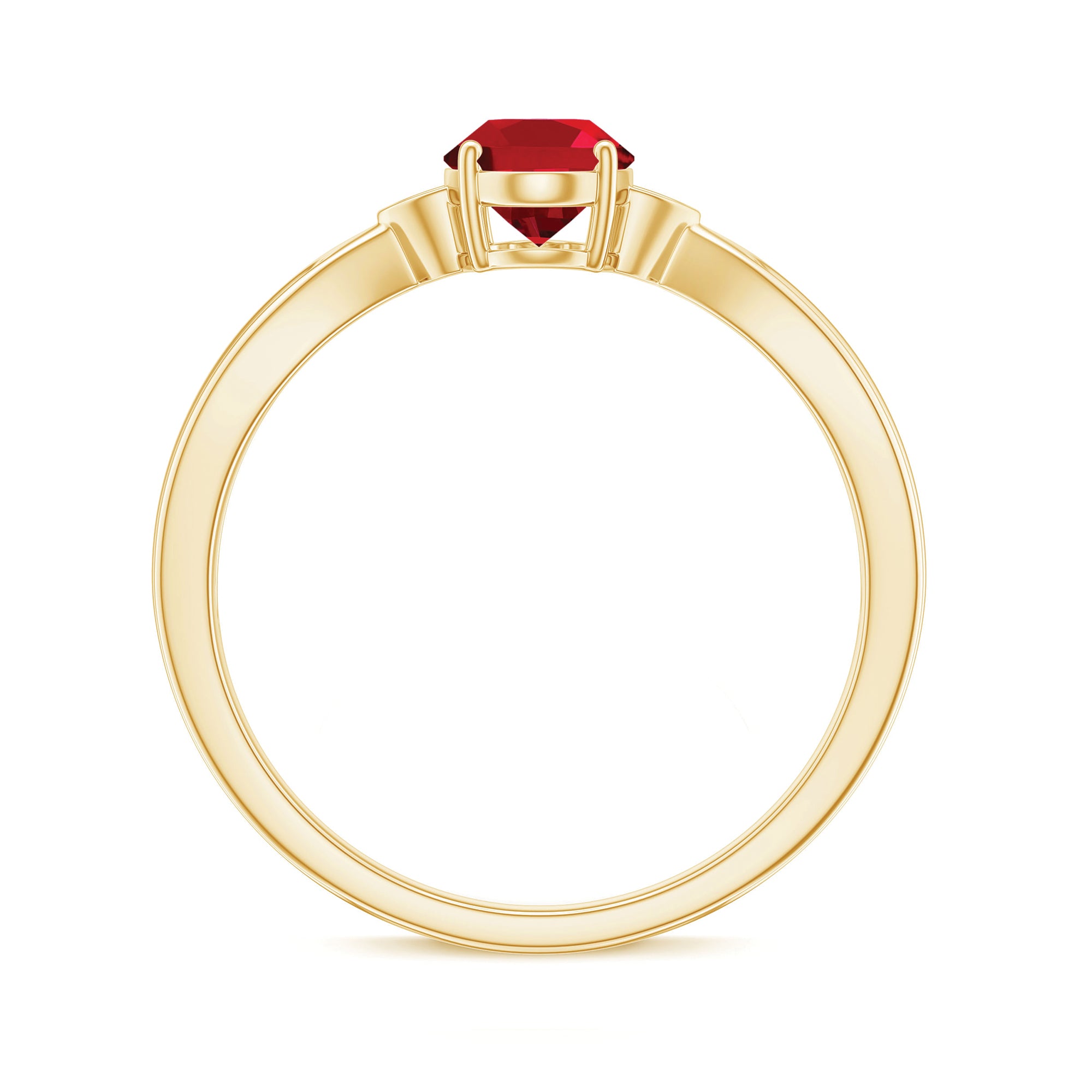 Oval Cut Lab Grown Ruby Solitaire Ring with Diamond Lab Created Ruby - ( AAAA ) - Quality - Rosec Jewels