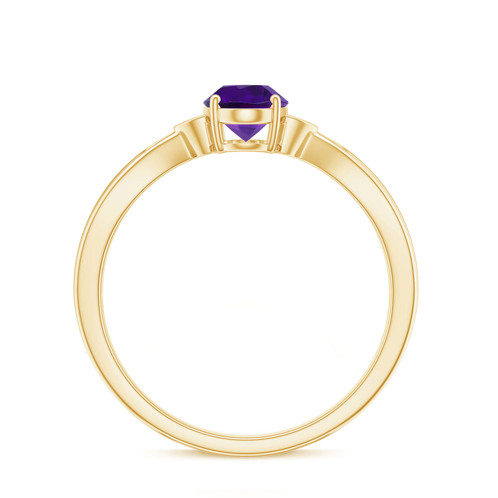 1.25 CT Oval Cut Amethyst Solitaire Ring with Diamond Amethyst - ( AAA ) - Quality - Rosec Jewels
