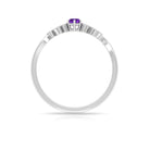 Amethyst and Diamond Leaf Branch Promise Ring Amethyst - ( AAA ) - Quality - Rosec Jewels